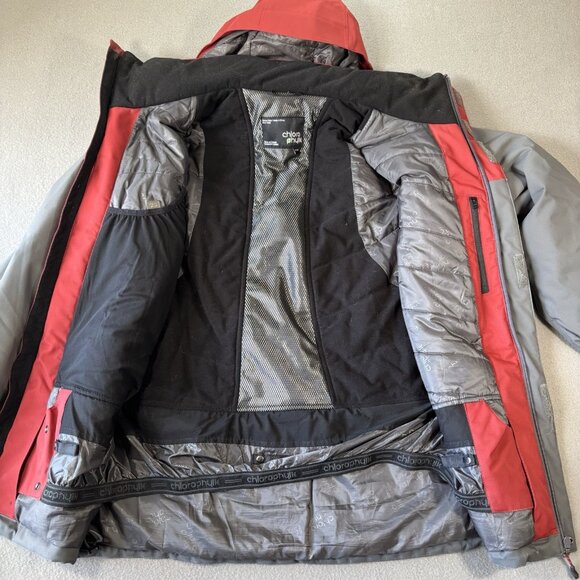 Chlorophylle Jacket Mens M Red Gray Winter Coat Insulated Hooded Outdoors Nature - Picture 10 of 16